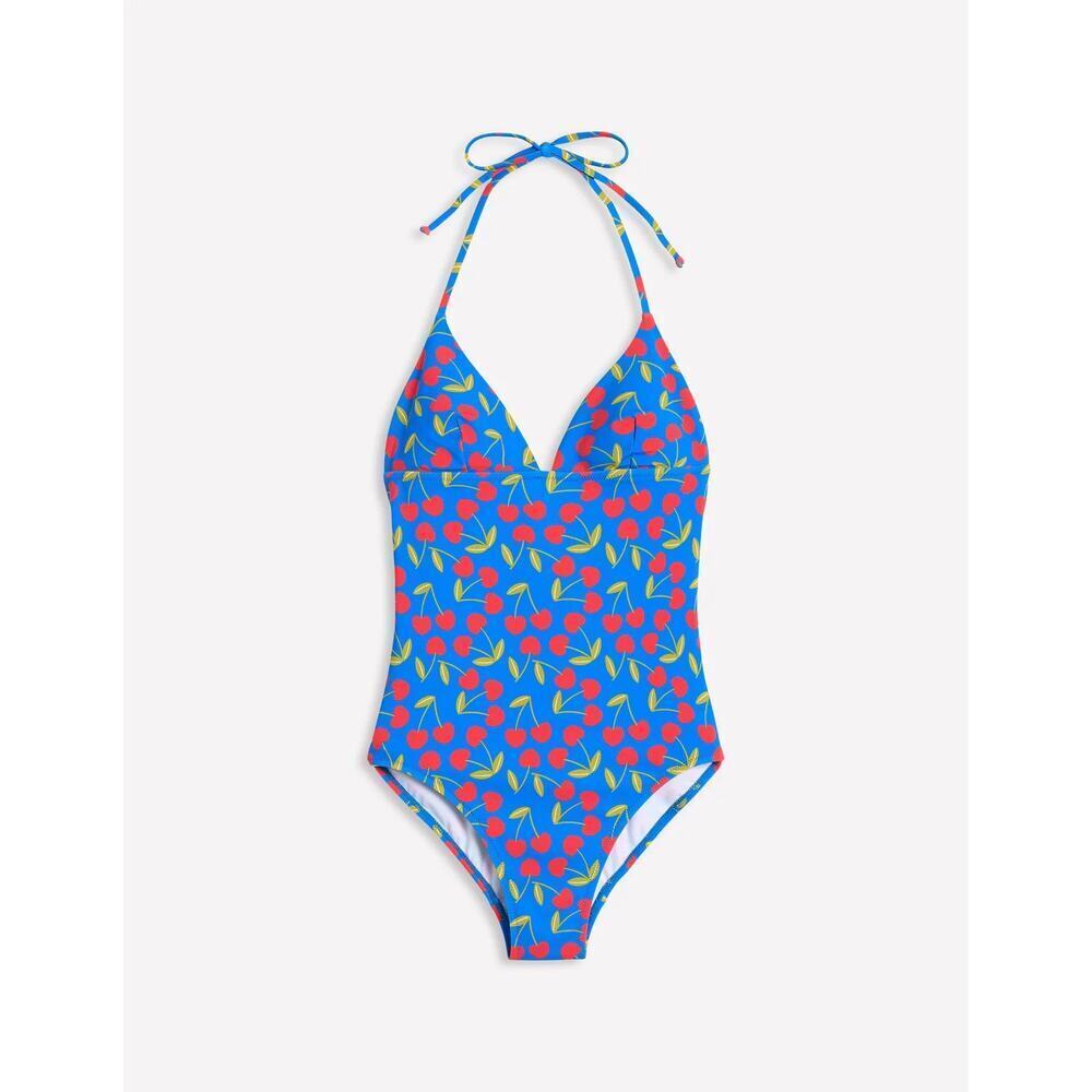 Boden Symi String Swimsuit Gallery Blue Cherry Scatter US 14 Long NWT - Picture 2 of 9